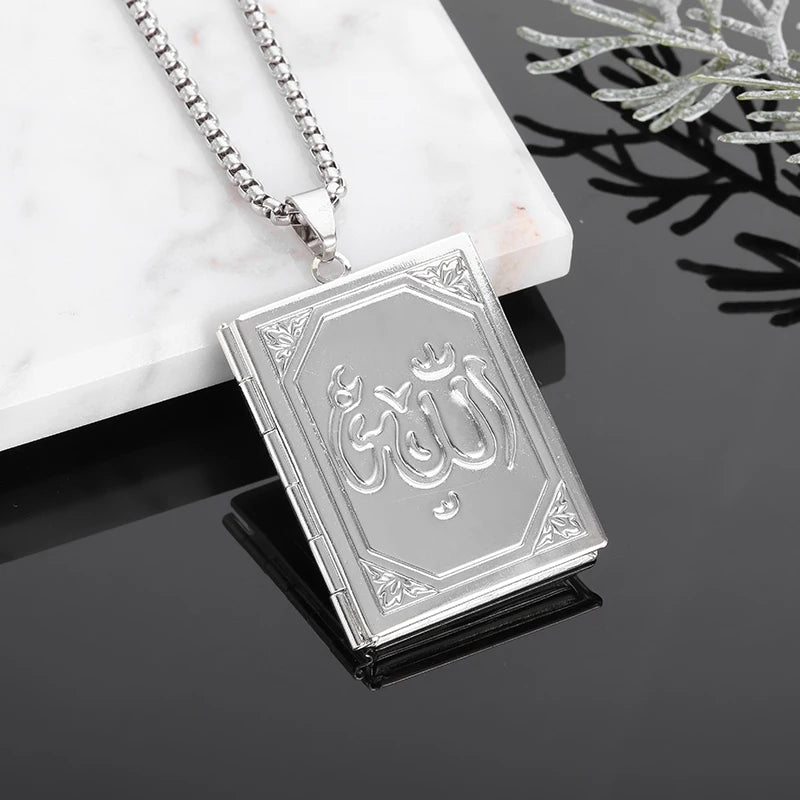 Islamic Muslim Photo Box Jewelry Arabic Allah Bible Necklace