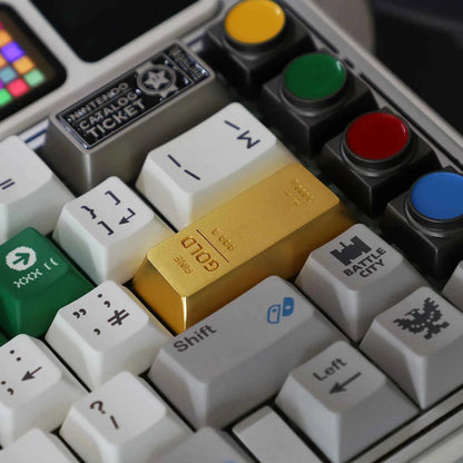 Gold Bar Shape Theme Keycaps Set Zinc Alloy Enter Key Cherry Profile Custom Original Handmade Keycaps for Mechanical Keyboard