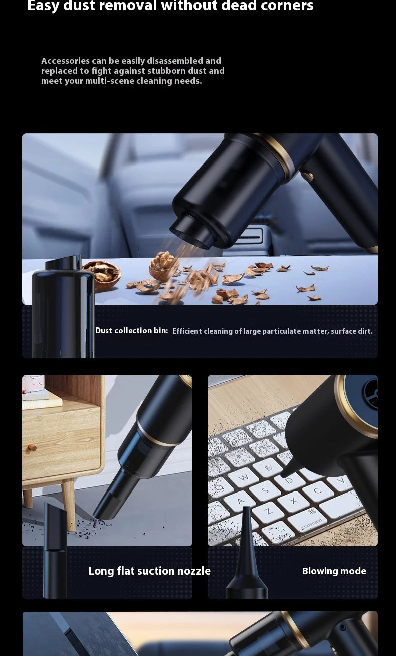 High power portable wireless vacuum cleaner, compatible with both car and home use, equipped with various accessories