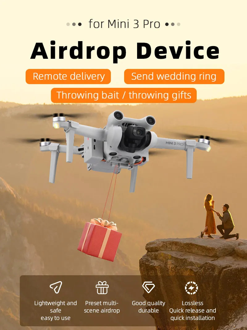 Airdrop System for DJI Mavic 3/2 Pro Zoom AIR 2 Mini 2/Mini 3 Drone Fishing Bait Wedding Ring Gift Deliver Life Rescue Thrower