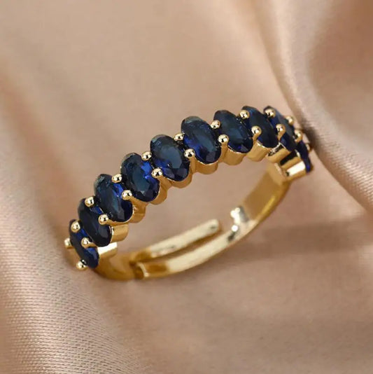 Vintage Personal Blue Color Oval Zircon Ring Retro Style Women's Ring For Women Fashion Custom Jewelry