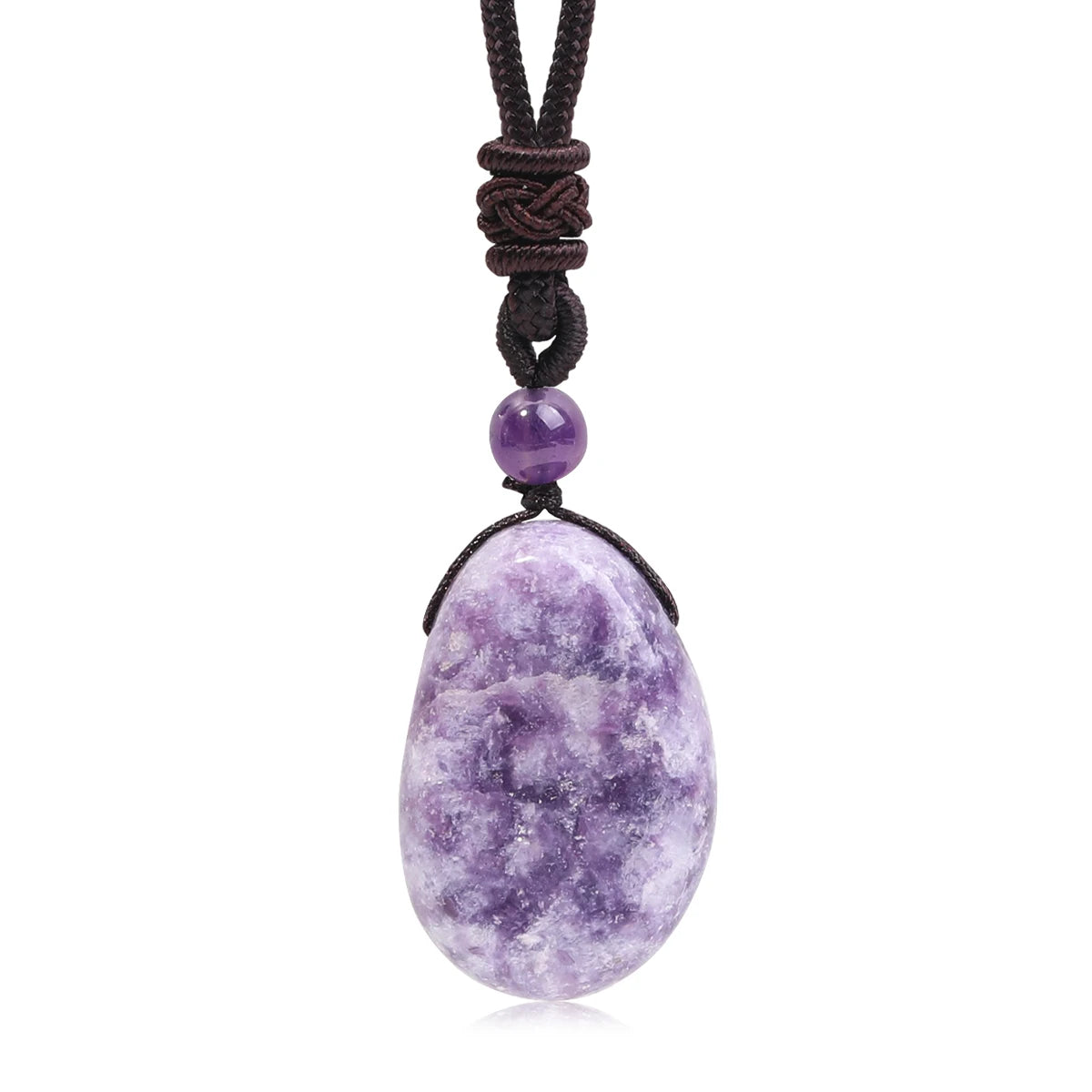 Casual Simple Natural Water Droplet Pendant Necklace Amethyst Opal Obsidian Red Agate Pendant Adjustable Cord Chain Necklace