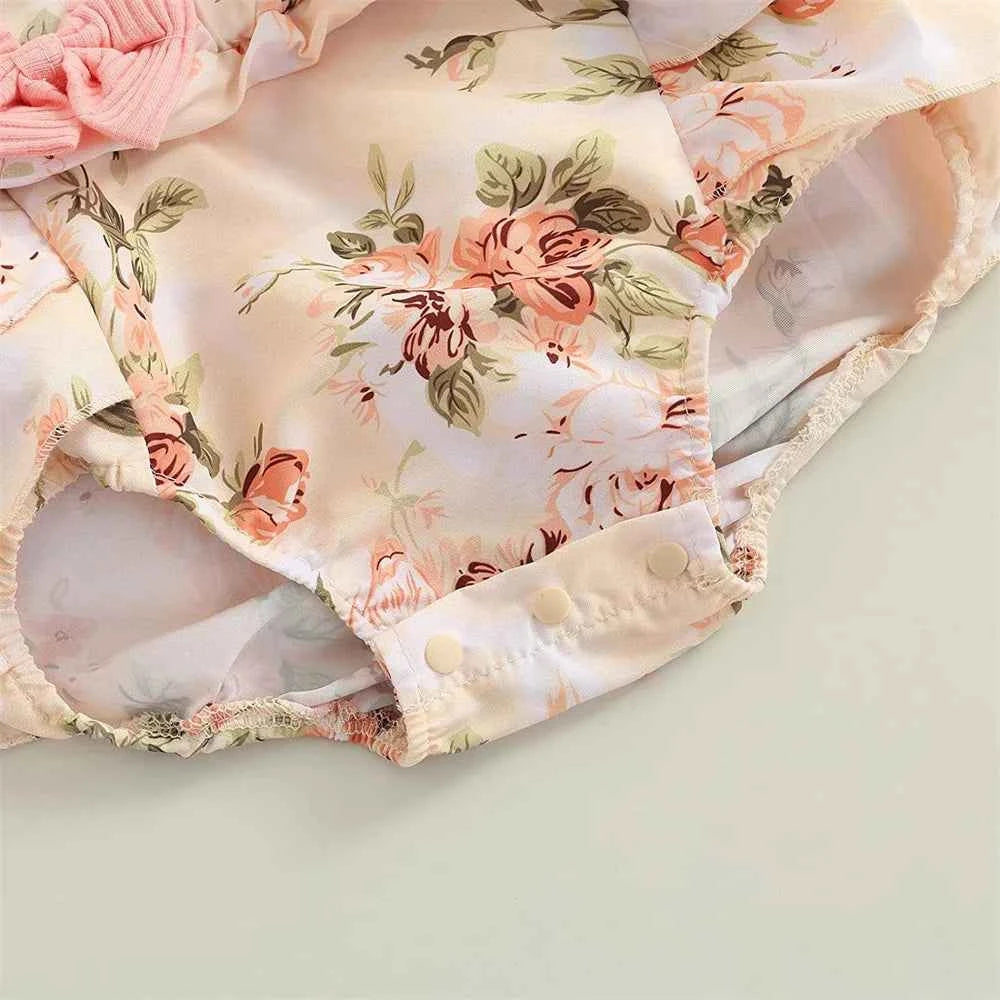 Kids Dress For 0-18 Months Cotton Ruffle Sleeve Cute Butterfly Floral Summer Princess Formal Dresses Newborn Baby Girl Clothes