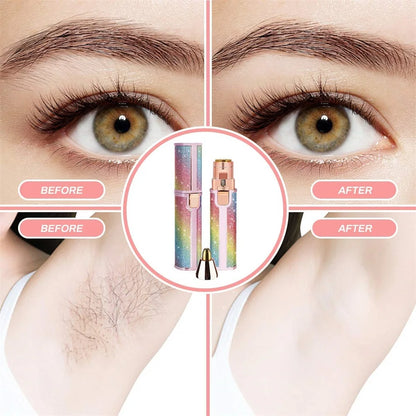 2 In1 Electric Eyebrow Trimmer Painless Eye Brow Mini Shaver Razors Portable Facial Hair Remover Women Built-in LED Light - AMULET RING STORE