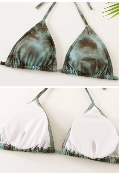 XL-5XL Plus Size Vacation Bikini Sexy Three-Piece Split Long Sleeve Swimsuit Women Summer Blue Pleated Beach Party Swimsuits