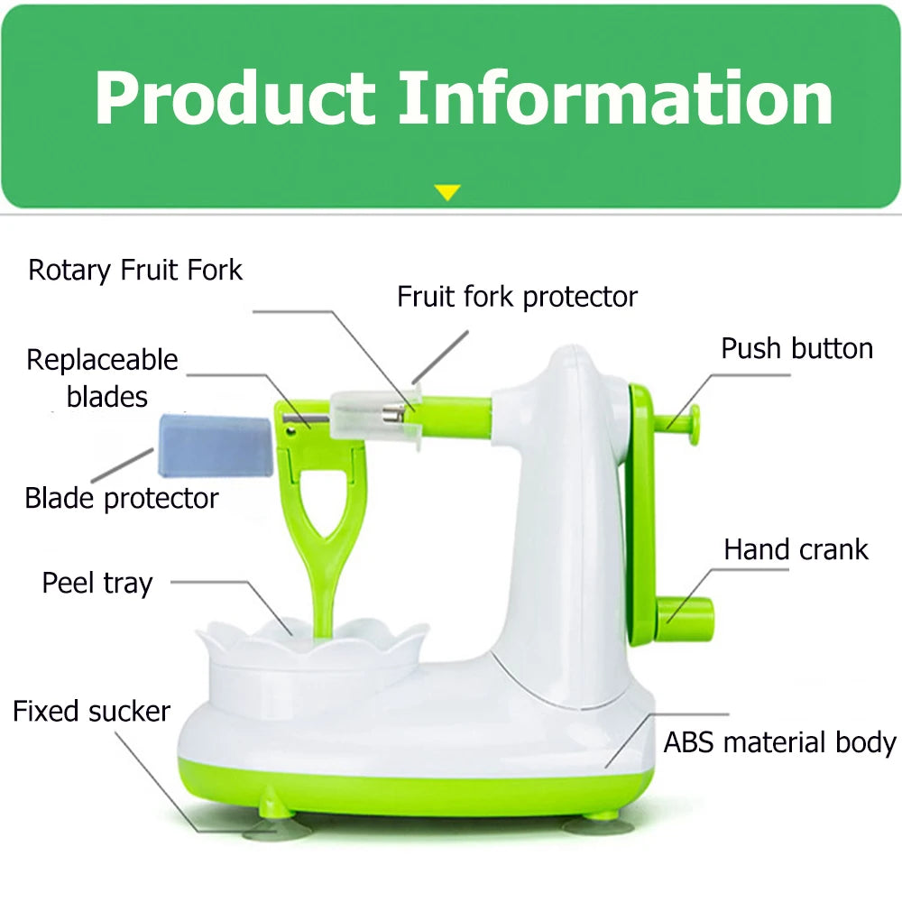 Hand-cranked Multifunction Fruit Peeler With Fruit Slicer Corer Cutter and Blades Apple Pear Kitchen Home Manual Peeler Machine - AMULET RING STORE