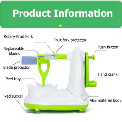 Hand-cranked Multifunction Fruit Peeler With Fruit Slicer Corer Cutter and Blades Apple Pear Kitchen Home Manual Peeler Machine - AMULET RING STORE