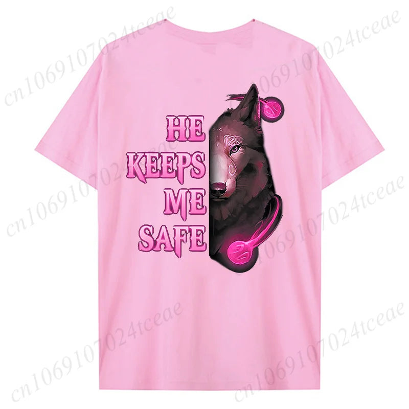 Fashion Valentine's Day Tees Shirt Lion Animal Back Print Graphic Y2k Tops Lover Couples Matching T-shirt Men & Women Clothing - AMULET RING STORE