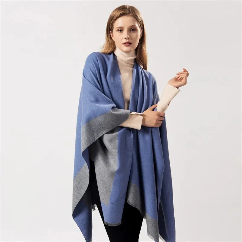Winter Fashion Poncho Women Capes Scarf Imitation Cashmere Ladies Scarves Warm Shawls Wraps Woman Ponchos Bufanda Mujer Foulard