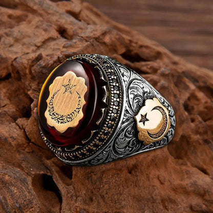 Male Ring Personality Hand Engraved Pattern