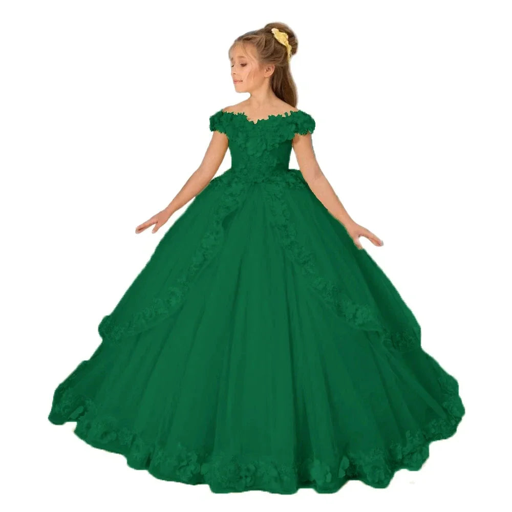 Customize Yellow Flower Girl Dresses Beading Appliqued Pageant Birthday For Girls First Communion Dresses Kids Prom Dresses