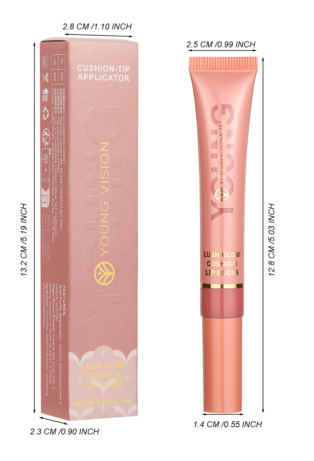 YOUNG VISION 6 color Liquid Water Brightening Lip Color Plush Brush Head Squeezing Lip Color Moisturizing Lip Glaze - AMULET RING STORE