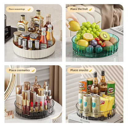 360° Rotating Plastic Storage Rack Bathroom Storage Organizer Kitchen Snack Food Oil Seasoning Bottle Storage Rack Fruit Tray - AMULET RING STORE