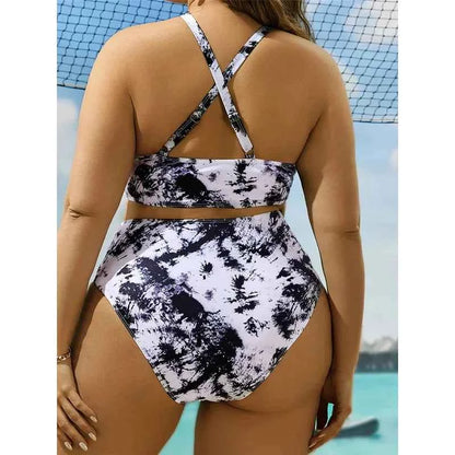 New 0xL-4XL printed bikini large size swimwear plus size women swimsuit female two-pieces bikini set bather bathing suit k5630