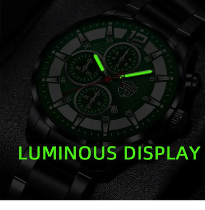 Fashion Men Stainless Steel Watch Luxury Calendar Quartz Wrist Watch Mens Business Watches for Man Luminous Clock - AMULET RING STORE