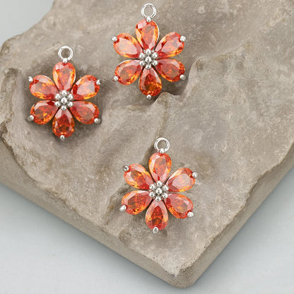 GUFEATHER,6pcs/lot,MC78,jewelry accessories,18k gold plated,nickel free,copper,zircon,hand made,flower shape,charms,diy pendants - AMULET RING STORE