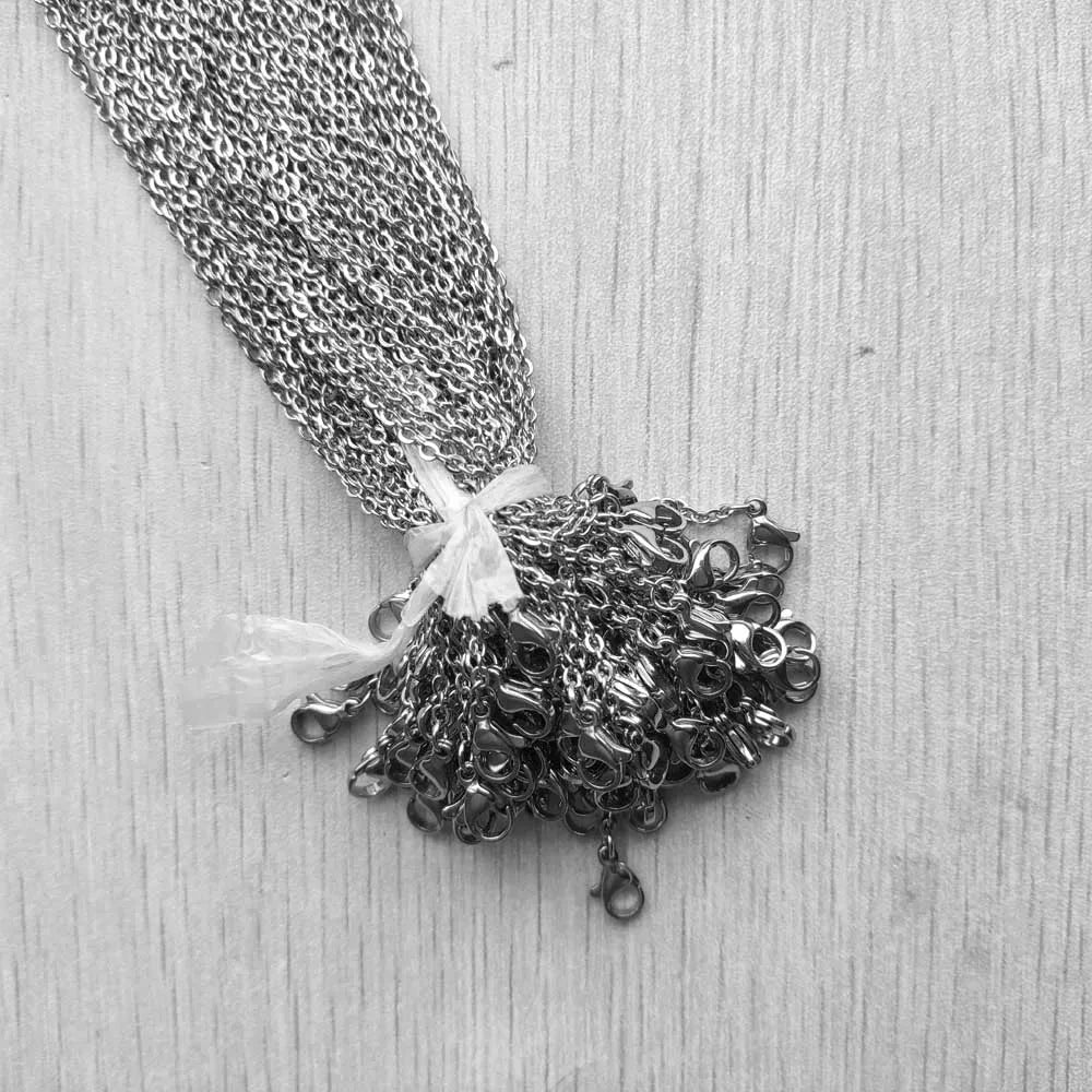 2mm 1.5mm stainless steel Chain Necklaces 45 50 60cm with Lobster Clasp for pendants Jewelry Accessories making Wholesale 100pcs - AMULET RING STORE