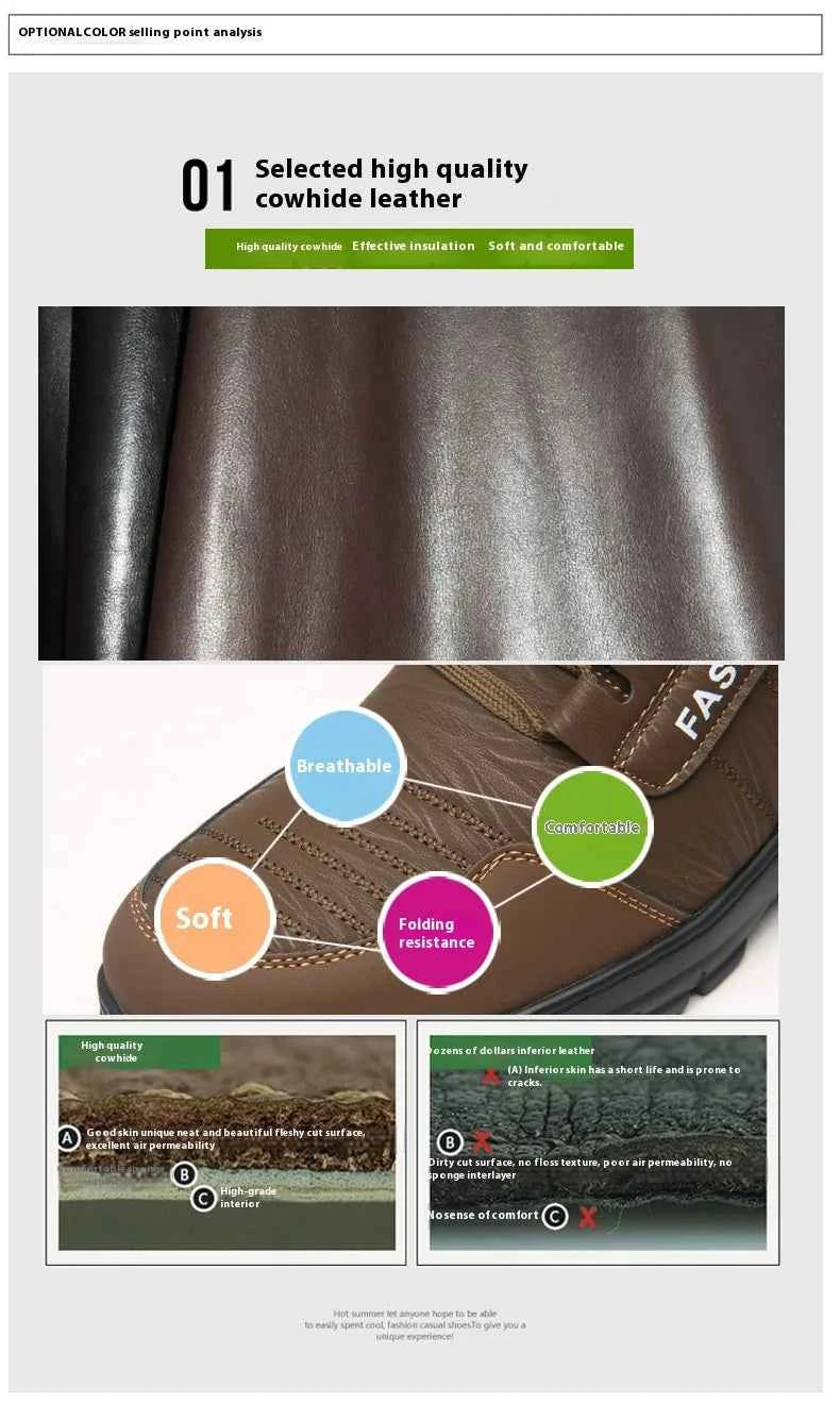 FUQIAO Hot Fur Men's Casual Shoes Warm Flats British Style Leather Footwear Comfort Non-slip Winter Boots Men Plus Size 46