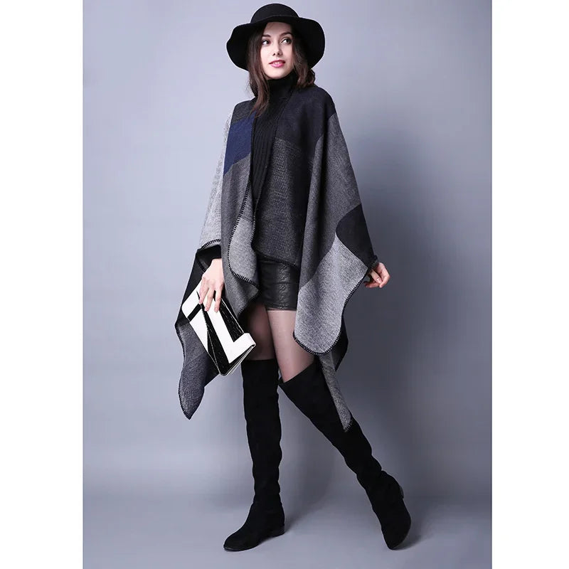 Winter Fashion Poncho Women Capes Scarf Imitation Cashmere Ladies Scarves Warm Shawls Wraps Woman Ponchos Bufanda Mujer Foulard
