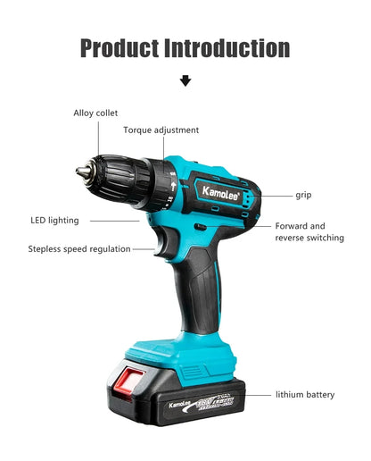 Kamolee 10mm Cordless Electric Impact Drill Electric Screwdriver Home DIY Power Tools For Makita 18V Battery - AMULET RING STORE