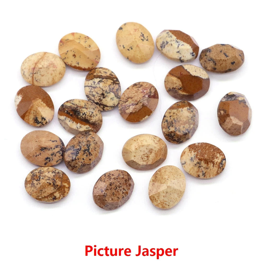 8X10mm Natural Stone Oval Cut Diamonds Faceted Loose Cabochon Beads Amethyst Healing Crystal for Jewelry Making DIY Ring Earring