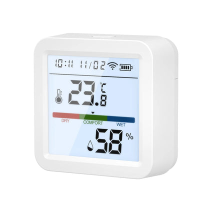 Tuya ZigBee Smart Home Temperature Humidity Sensor with BackLight LCD Works With Google Assistant and Need Tuya Zigbee Hub - AMULET RING STORE