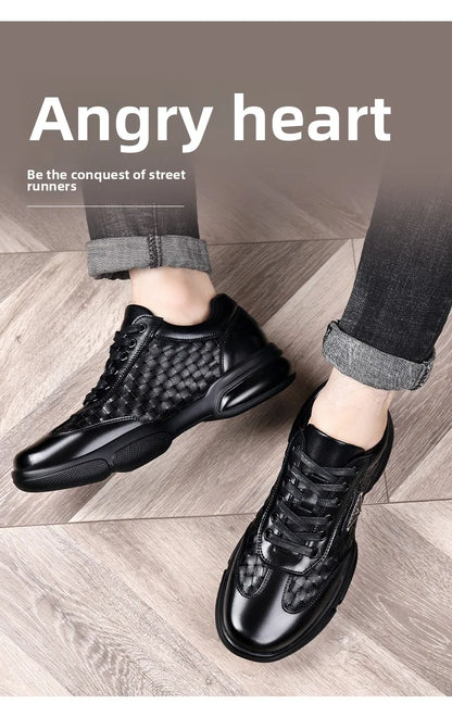 Men's Shoes Original Casual Leather Men Training Wear Resistant Sneakers Outdoor Male Treking Footwear Breathable Lace-up Shoes