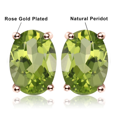 JewelryPalace Rose Gold Yellow Gold Plated Oval Natural Amethyst Citrine Garnet Topaz Peridot 925 Sterling Silver Earrings Woman