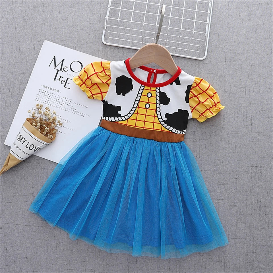 2024 Toddler Girl Princess Dress Toy Kids Clothes Christmas Halloween Woody Alice Jessie Belle Mermaid Infants Party Ball Gowns