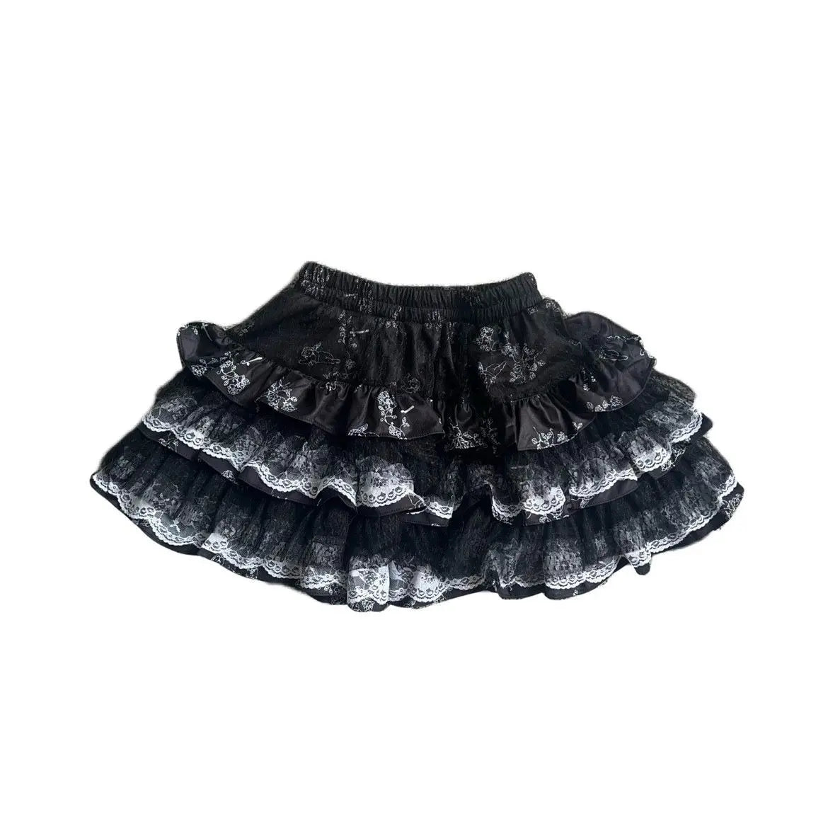 New Skirt Subculture Y2k Japanese Miniskirt Black Punk Harajuku Retro Mini Dress Party Skinny Lace Layered Puff A-line Skirts - AMULET RING STORE