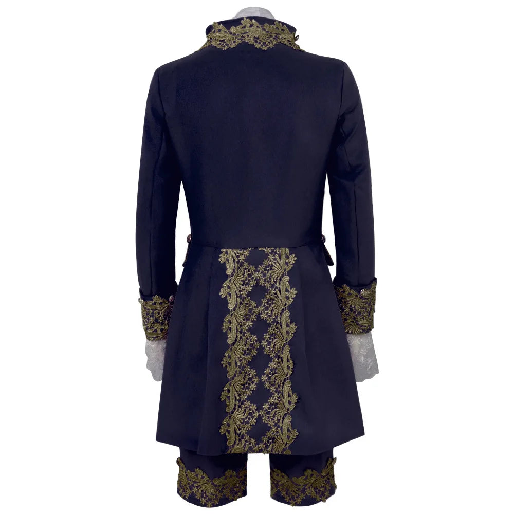 2025 New Medieval Vintage Prince Lace Suits for Men and Women, Halloween Performance Cosplay Three Piece Set(Blazer+Vest+Pants)