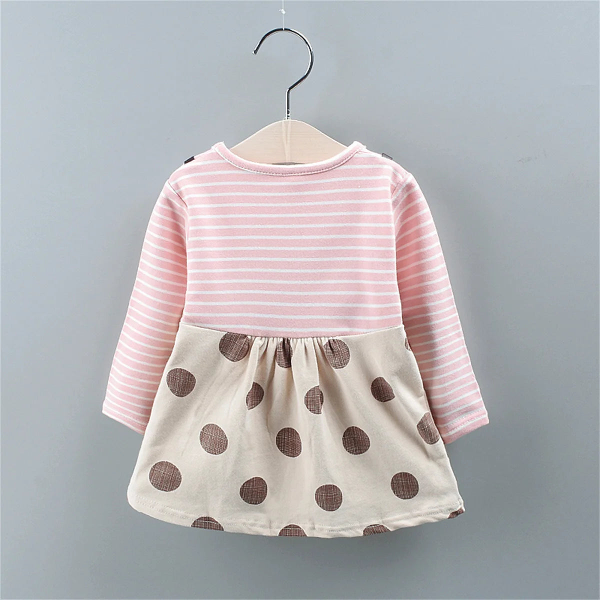 Spot Girls Dress Autumn Children Wear New Fashion Polka Dot Print Bow Long Sleeve Fake Two-piece Children's Skirt - AMULET RING STORE