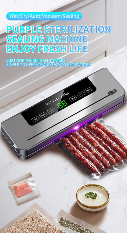 Household electric small vacuum sealer built-in cutting machine kitchen food storage seal vacuum bag touch button vacuum sealer - AMULET RING STORE
