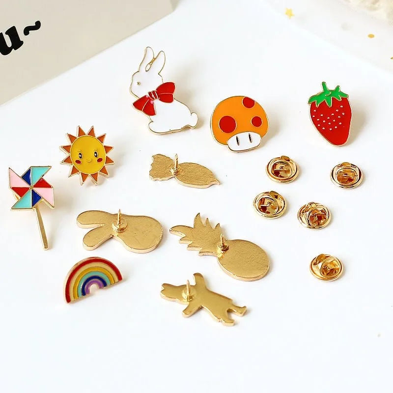 10-100PCS Cute Animal Plant Enamel Pins Random Metal Badges Lapel Brooches Decor Backpack Clothing Hat Bag For Women Kid Jewelry - AMULET RING STORE