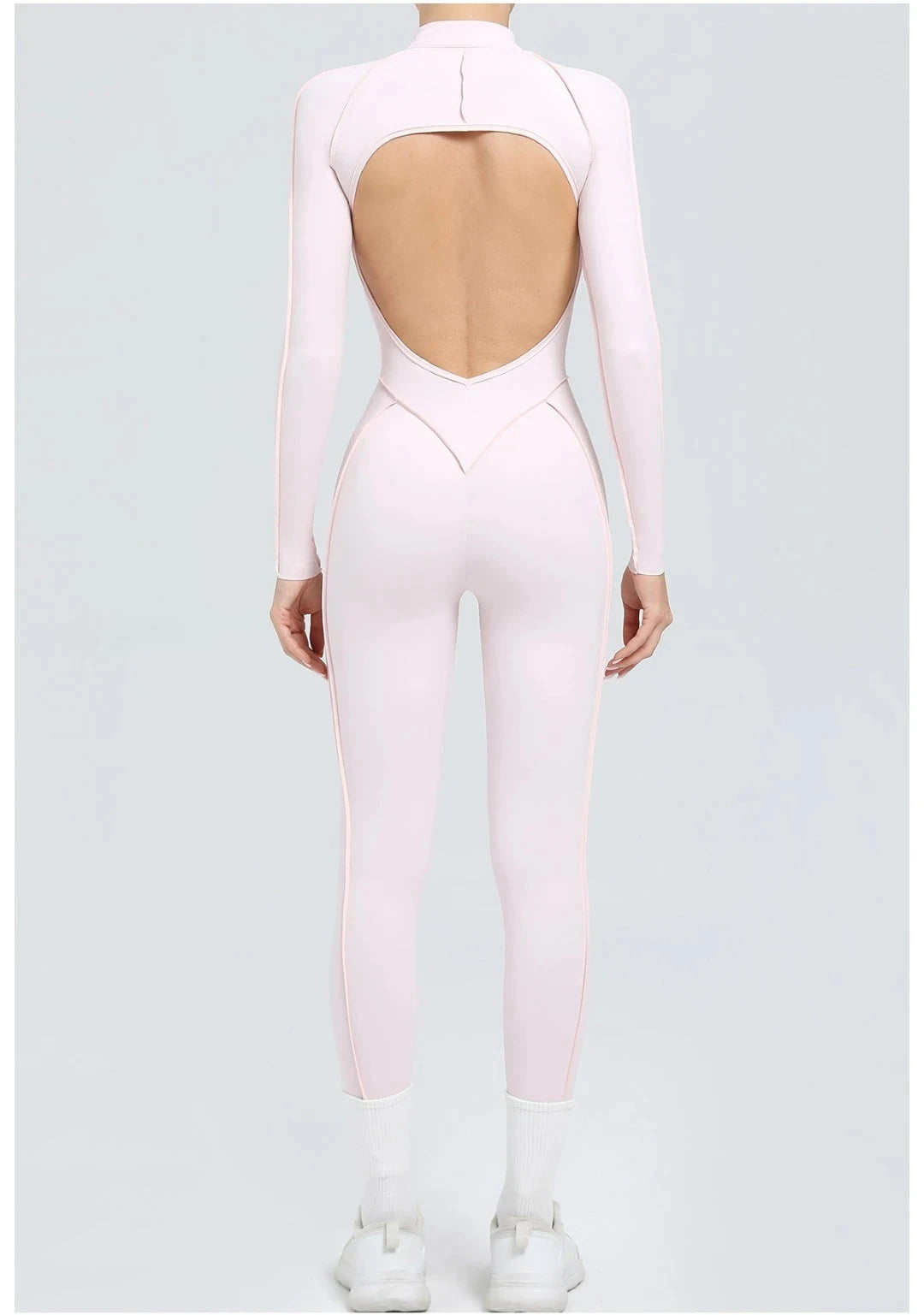 Seamless Yoga Jumpsuit Sports Fitness Backless Tight Zipper Long-sleeved One-Piece Workout Clothes Gym Leggings Sportswear
