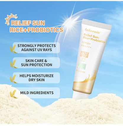 Lakerain SPF50+ Rice+Probiotics Sunscreen Skin Protection Refreshing Makeup Sunscreen Cream UV Resistance Facial Sunscreen New