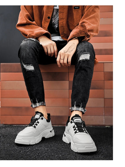 Men's boots autumn and winter new rotating shoelaces fashion casual boots youth outdoor boots anti slip soft sole workwear boots - AMULET RING STORE