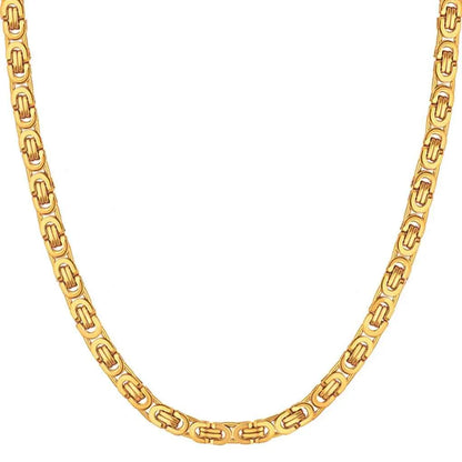 Dropshiping Male Punk 316L Stainless Steel Flat Byzantine Chain 8mm Gold Color Chunky Heavy Necklaces For Men Jewelry 2023
