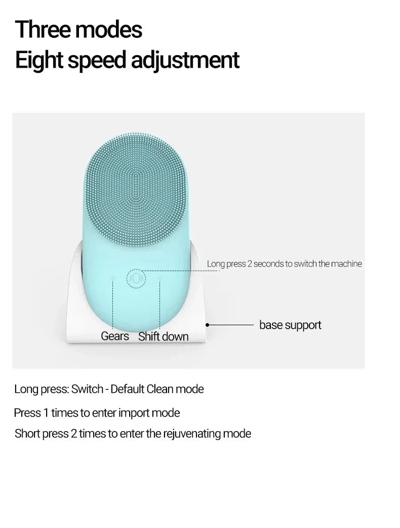 Rechargeable Sonic Face Cleanser Washing Skin Massager Ultrasonic Silicone Electric Mini Facial Cleansing Brush