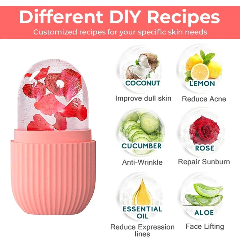 Silicone Cube Tray Shape Face Facial Ice Roller Massage Face Massage Roller Frozen Facial Reusable Ice Roller Beauty  Skin care