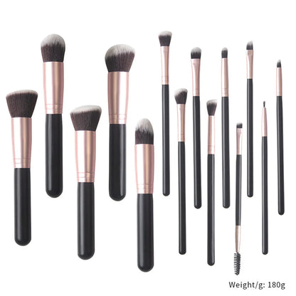 14Pcs Makeup Brush Set for Beginners Soft Bristle Powder Brush Blush Eye Shadow Beauty Tools, Buy 14pcs Brush Get 1 Free Sponge - AMULET RING STORE