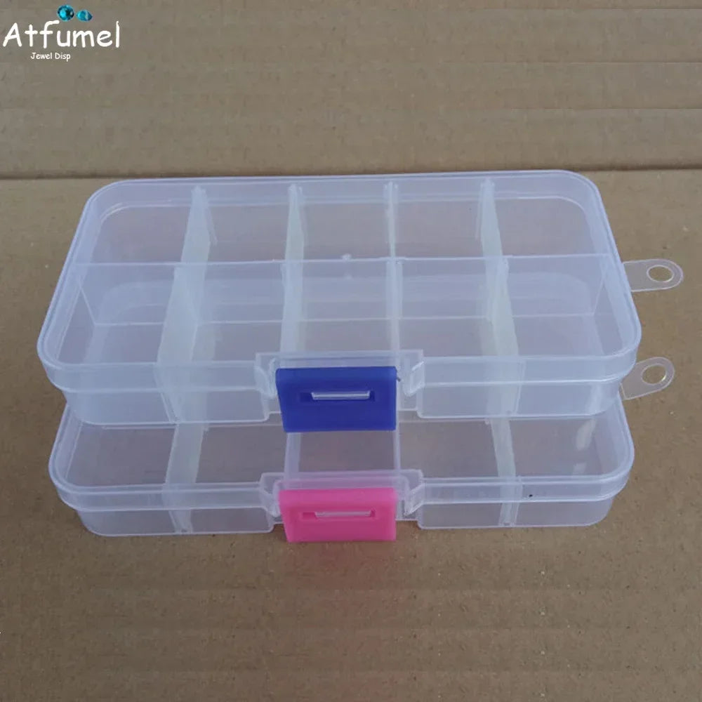 10/15 Compartment Beads Jewelery Storage Box Portable Craft Container Earrings Ring Display Case DIY Trinket Organizer Box - AMULET RING STORE