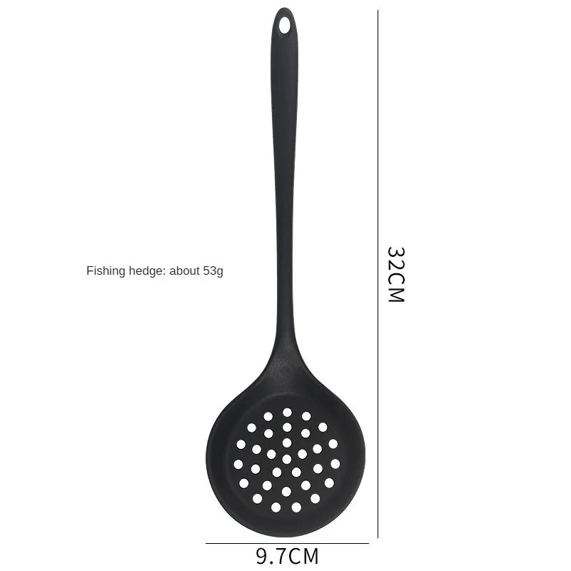 8ps Household black Silicone kitchenware 8-piece set of Chinese spaghetti spoon salad spaghetti spaghetti spaghetti，Rice spoon，
