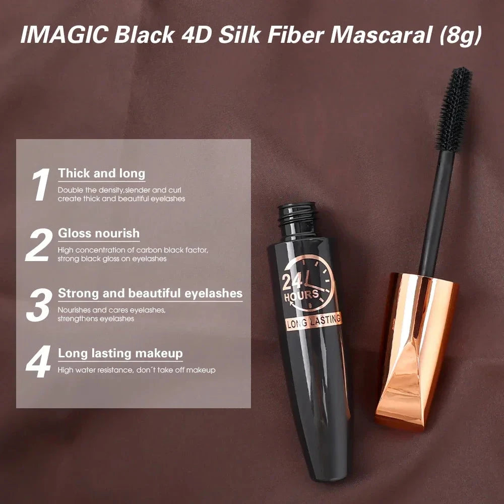 5D Waterproof Mascara Lengthens Eyelashes Extension Black Silk Fiber Mascara Female Makeup Cosmetic Waterproof Mascara - AMULET RING STORE