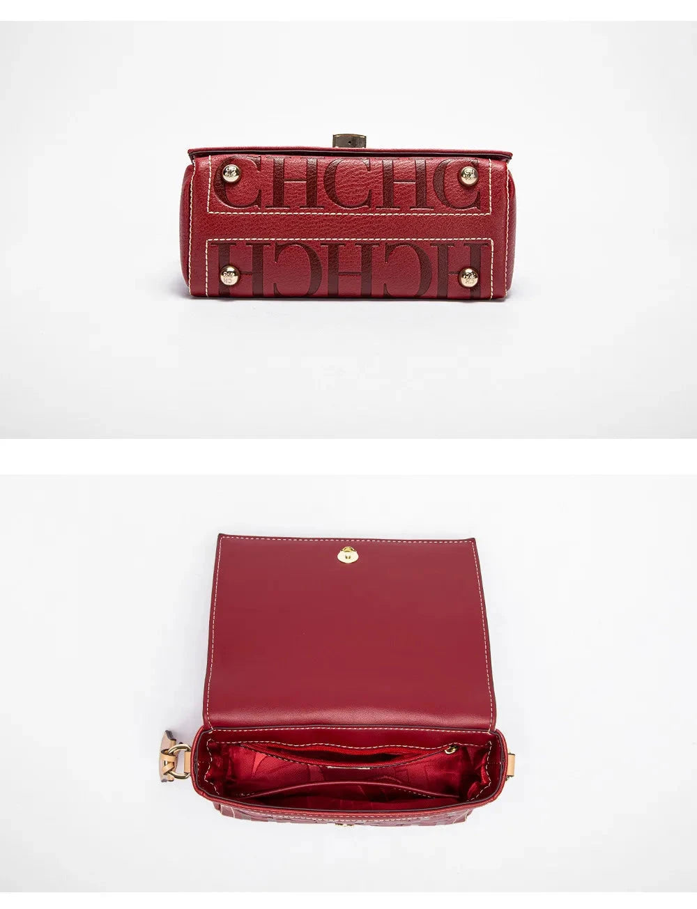 Fashion Design Model Metal Accessories Buckle Women's Shoulder Bag Luxury Brand 2025 Fashion Solid Colour Printed Head Bag