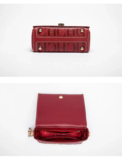 Fashion Design Model Metal Accessories Buckle Women's Shoulder Bag Luxury Brand 2025 Fashion Solid Colour Printed Head Bag