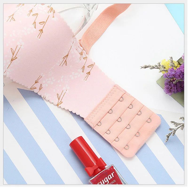 Women Flower Print Seamless Bra Sexy Lingerie Floral Push Up Bras One-Piece Underwear - AMULET RING STORE