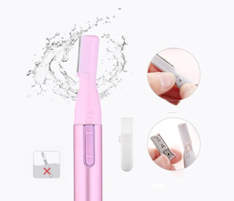 2022 New Multi Functional Mini Handle Beauty Women Painless Automatic Shaving Trim Eyebrows Electric Eyebrow Trimmer Pink Black - AMULET RING STORE