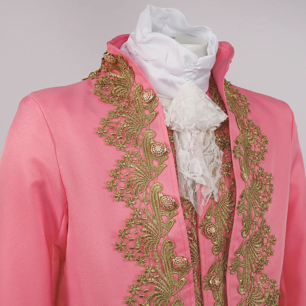 2025 New Medieval Vintage Prince Lace Suits for Men and Women, Halloween Performance Cosplay Three Piece Set(Blazer+Vest+Pants)