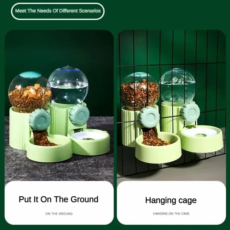 Automatic Dog Cat Feeder Cage Hanging Pet Bowls Pet Water Dispenser Dog Water Bottle Food Container Dispenser Bowl for Cat Dog - AMULET RING STORE